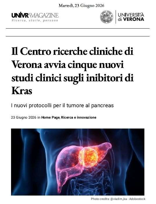 Articolo: Il Centro ricerche cliniche di Verona avvia cinque nuovi studi clinici sugli inibitori di Kras - Univrmagazine