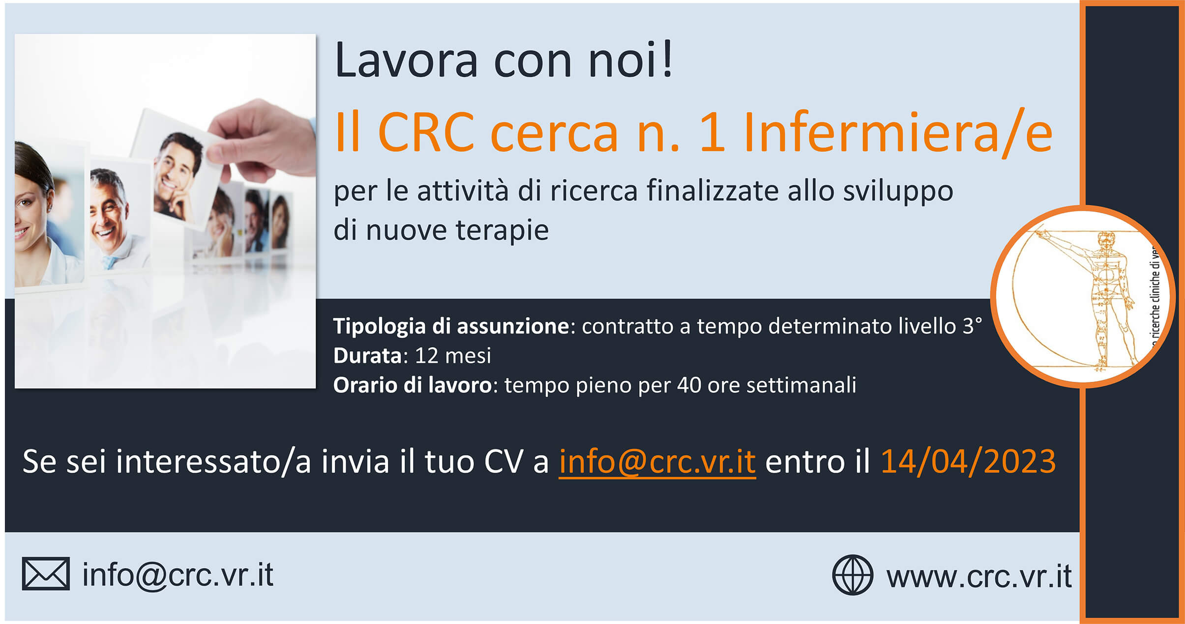 BANDO DI SELEZIONE PER ASSUNZIONE DI N. 1 INFERMIERA/E per la realizzazione di studi clinici