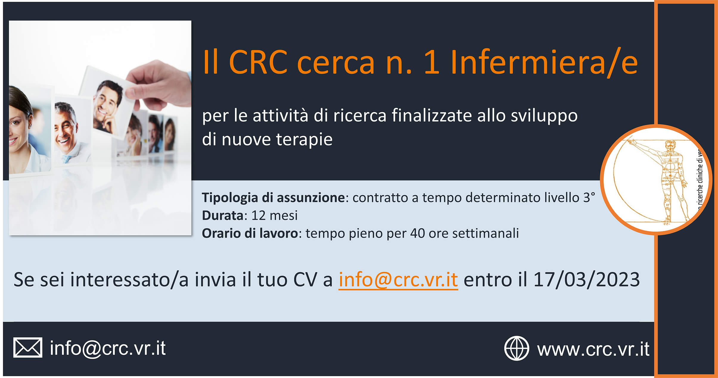 BANDO DI SELEZIONE PER ASSUNZIONE DI N. 1 INFERMIERA/E per la realizzazione di studi clinici