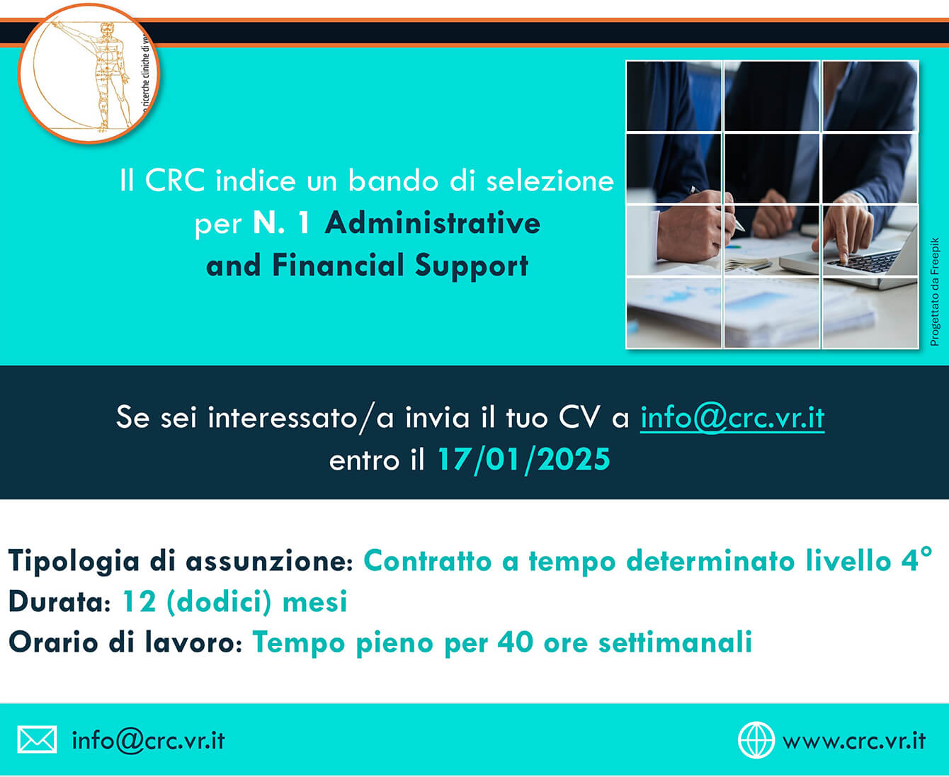 BANDO per N. 1 Administrative and financial support