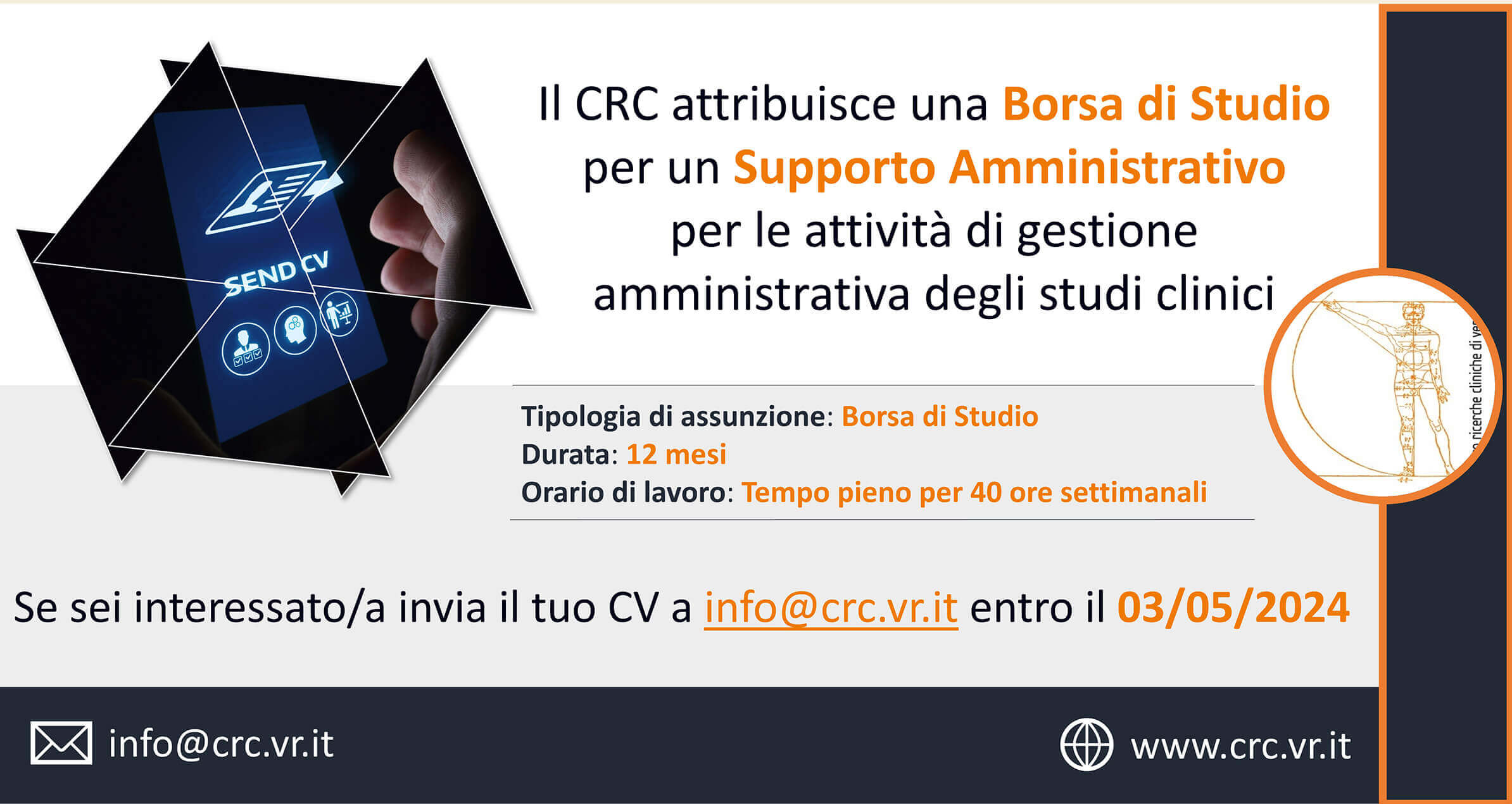 BANDO per Borsa di studio N. 1 Supporto Amministrativo per le attività di gestione amministrativa degli studi clinici