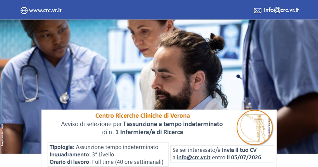 Avviso di selezione per l'assunzione a tempo indeterminato ​di n. 1 Infermiera/e di Ricerca