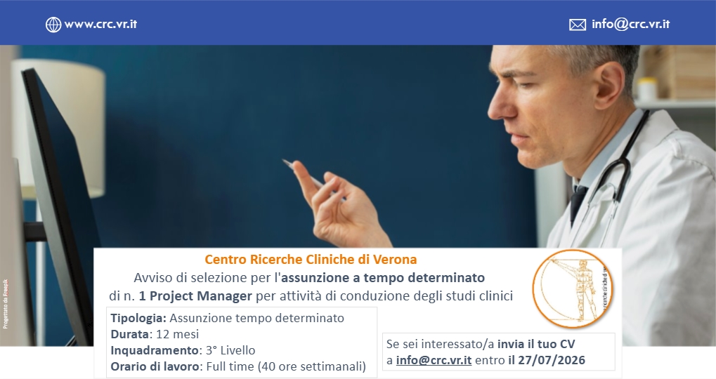 Avviso di selezione per l'assunzione a tempo determinato ​di n. 1 pm per attività di gestione degli studi clinici - Inizio settembre 2026​